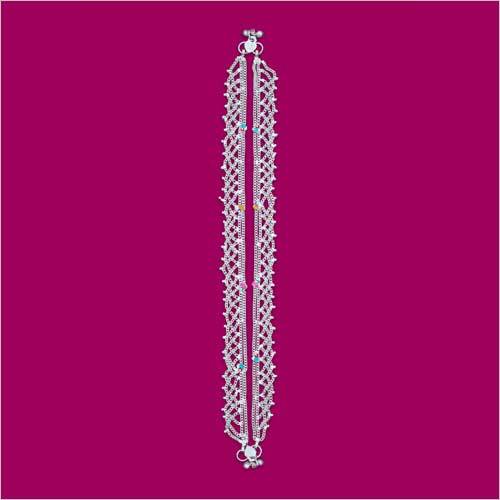 Dc Makdi Meena Anklet - Alloy Material, Light Weight Design | Elegant Silver Polish With Black Stone, Perfect For Festive And Casual Occasions