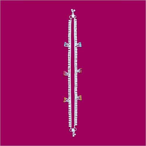Neckles Chandak Vn Toran Anklet - Alloy, Adjustable Size, Silver Polish With Black Stone | Traditional Motif, Versatile For Any Occasion, Delicate Melody