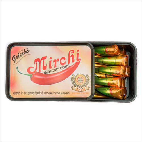 Golecha Mirchi Henna Cone - 100% Natural Henna Paste, Herbal Blend For Hands & Feet | Easy To Use, Free From Harmful Chemicals, No Side Effects, 18 Months Shelf Life