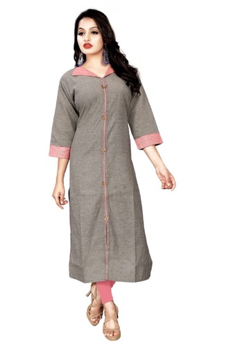 Cotton Kurti - Soft Cotton, Full Stitched, Available Sizes M(38), L(40), XL(42), XXL(44), Collared Neck, Washable, Length: Up to 47 Inch