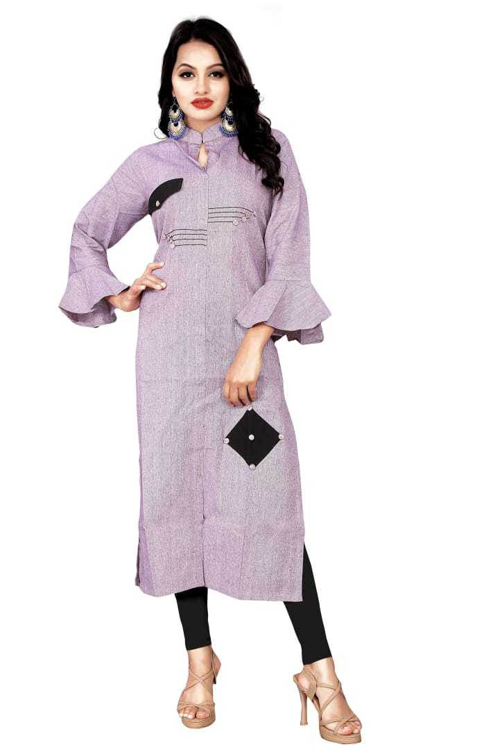 Cotton Kurti - Soft Cotton, Available Sizes M(38)-xxl(44), Colors: Sky, Brown, Light Yellow, Purple, Neck Type: Collar, Length: Up To 47 Inch, All Season Wear