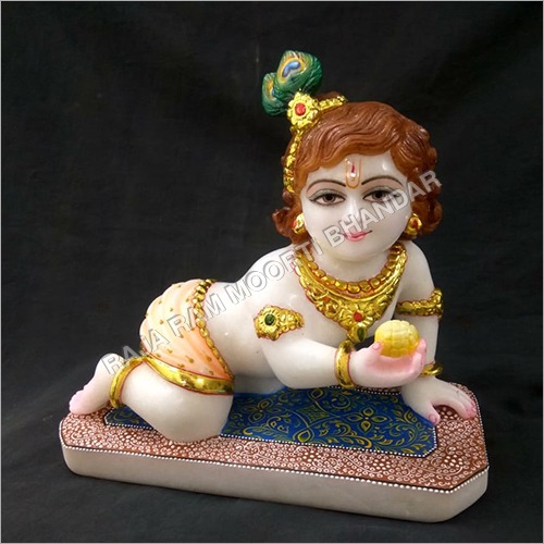 Painting Marble Laddu Gopal Statue