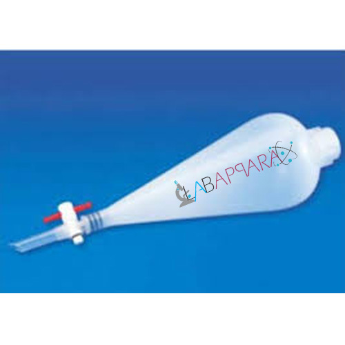 Seperatory Funnel Polypropylene Labappara - 100 ml, 250 ml, 500 ml | Pear Shaped, Autoclavable, Leakproof Screw Cap, PTFE Plug Stopcock