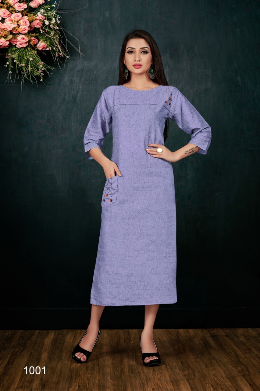 6 Designer Kurti South Cotton Fabric With Embroidery Work