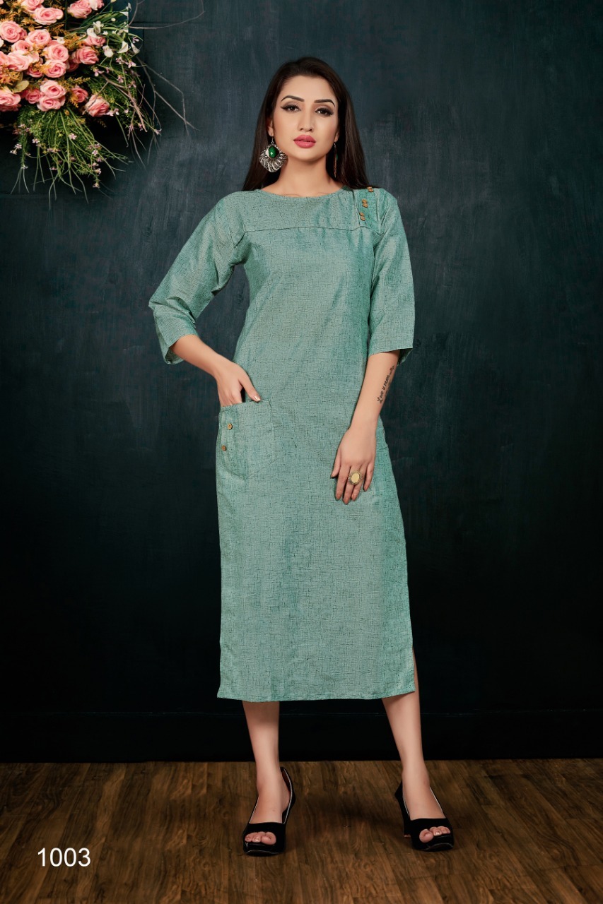 6 Designer Kurti South Cotton Fabric With Embroidery Work
