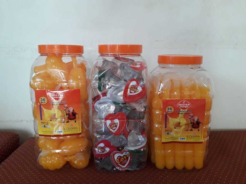 Mango Pudding Jelly - 10 Gm X 100 Pcs X 15 Jars Per Ctn | Eggless, Mixed Flavors, Cartoon Shape, 1.5 Years Shelf Life, 18 Kg Total Weight
