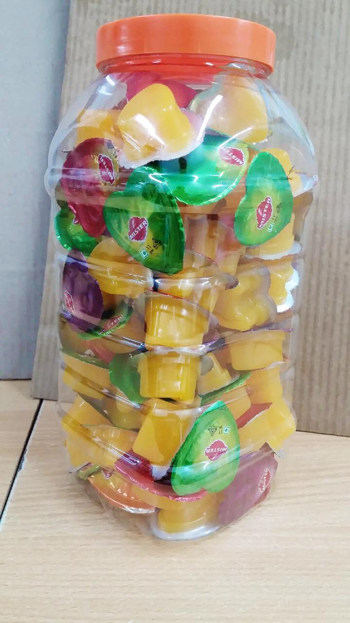 Mixed Flavour Jelly - 10 Gm Powder Pack, 100 Cartoon Shaped Pieces Per Jar | Eggless, Mixed Flavours Including Milk Litchi & Mango, 1.5 Years Shelf Life, 18 Kg Total Weight