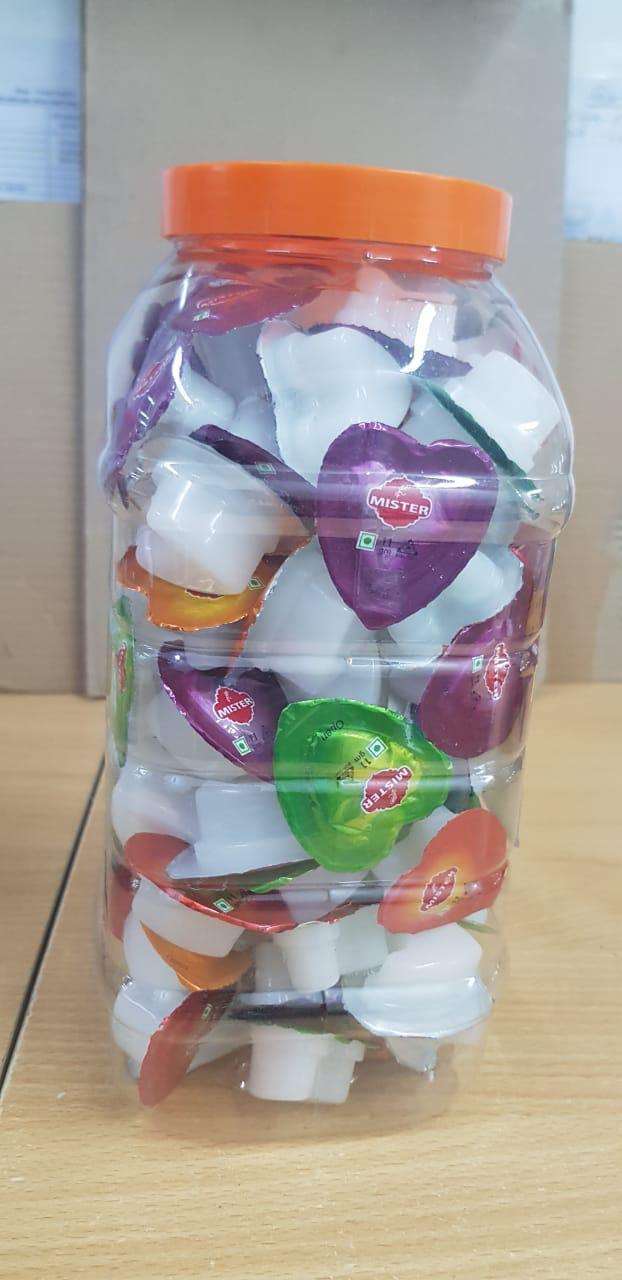 Mixed Flavour Jelly - 10 Gm Powder Pack, 100 Cartoon Shaped Pieces Per Jar | Eggless, Mixed Flavours Including Milk Litchi & Mango, 1.5 Years Shelf Life, 18 Kg Total Weight