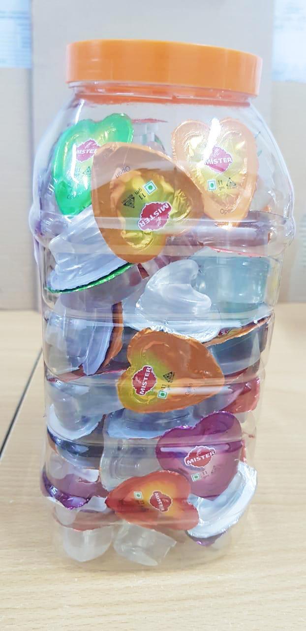 Mixed Flavour Jelly - 10 Gm Powder Pack, 100 Cartoon Shaped Pieces Per Jar | Eggless, Mixed Flavours Including Milk Litchi & Mango, 1.5 Years Shelf Life, 18 Kg Total Weight