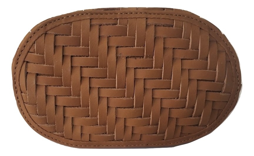 Tan Brown Leather Weaved Handbag