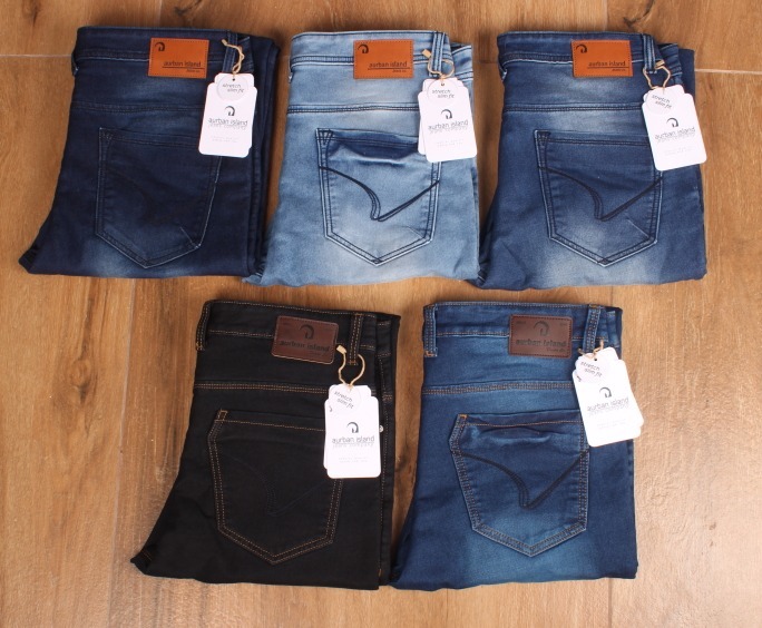 Skinny Dark Blue Jeans - Knitted Dobby Lycra, Slim Fit, 5 Color Options