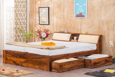 Handmade Double Bed With Slant Storage