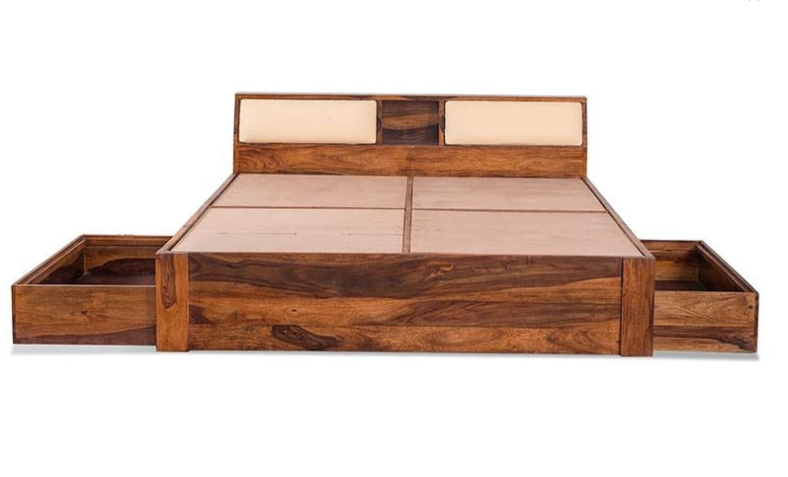 Handmade Double Bed With Slant Storage