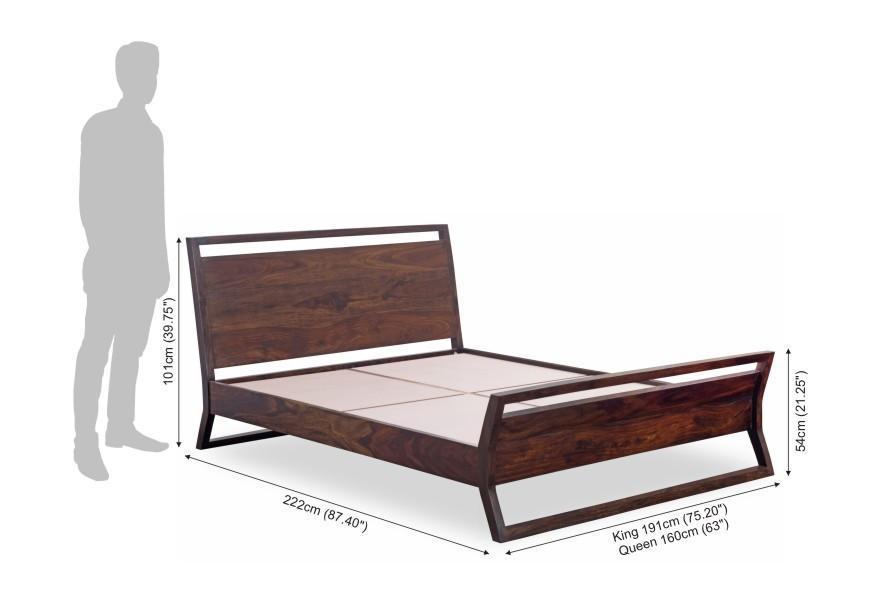 Comely Double Size Bed - Solid Wood 222x191x101 Cm | Urban Design, Machine-made, No Assembly Required