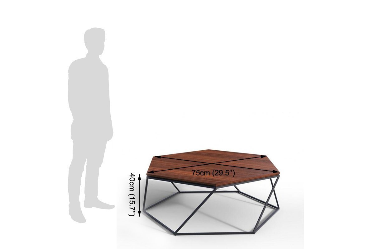 Centre Table With Stool - Solid Wood & Iron Mix, 75x40 + 35x60 Cm, French Design, Classic Appearance - No Assembly Required, Custom Color Options