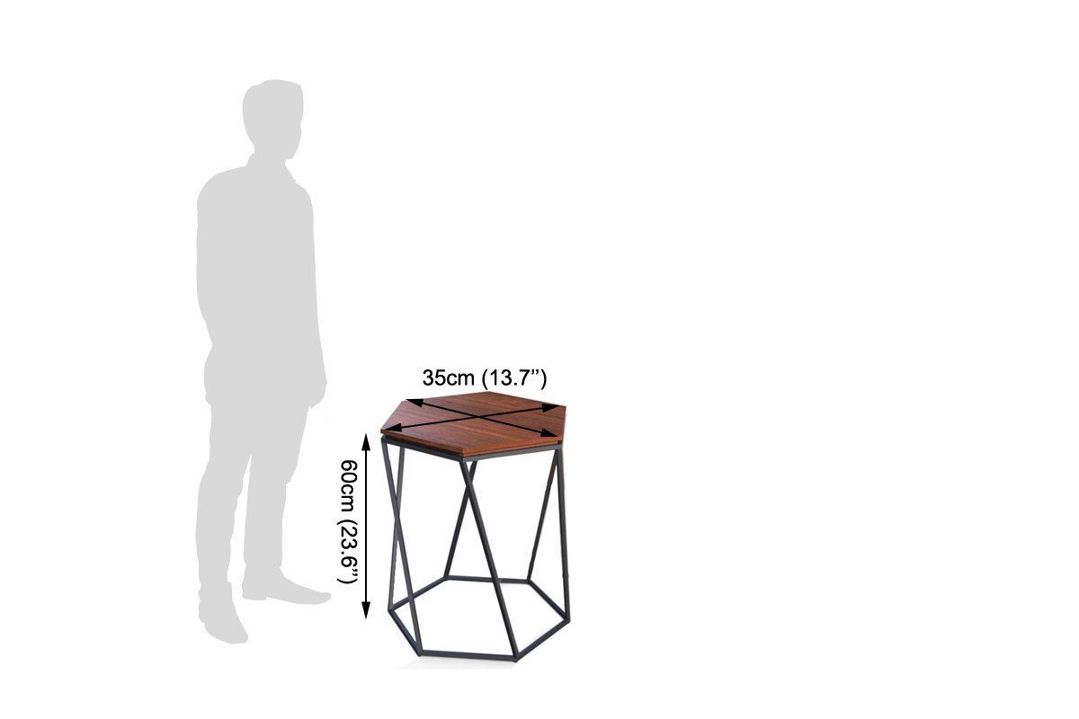 Centre Table With Stool - Solid Wood & Iron Mix, 75x40 + 35x60 Cm, French Design, Classic Appearance - No Assembly Required, Custom Color Options