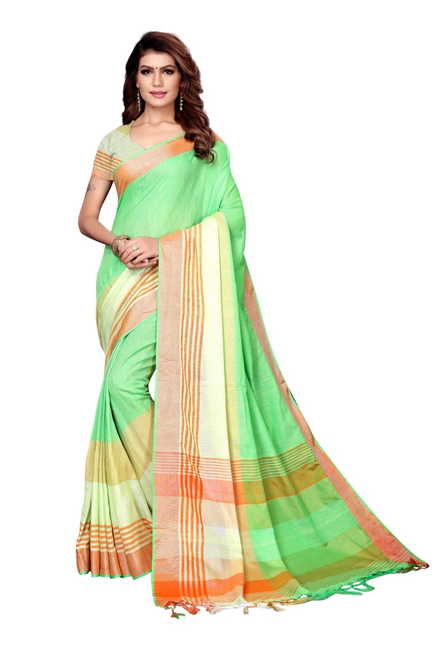 New Design Linen Sree With Jhalar - Linen Material, 5.5 Mtr Length, 0.8 Mtr Blouse | Versatile For Rainy, Spring, Summer, Winter Seasons, Unique Indian Style