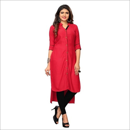 Up-down Pattern America Crepe Kurtis Length: 46-47 Inch Inch (In)