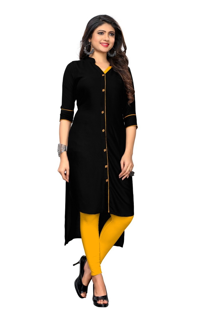 Up-down Pattern America Crepe Kurtis - Rayon Material, Sizes M-3xl, Length 39-48 Inches, Half Sleeve, Collar Neck, Classic Style, Daily Wear
