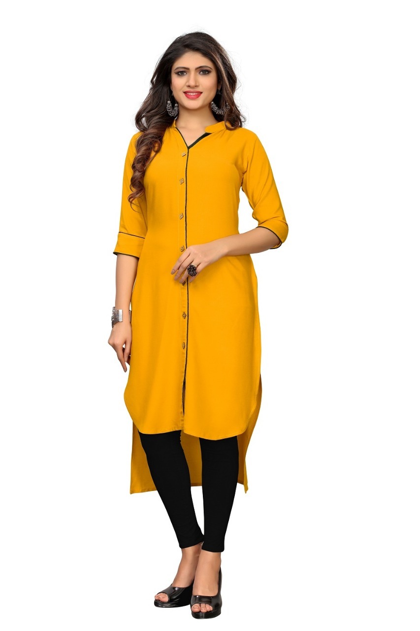 Up-down Pattern America Crepe Kurtis - Rayon Material, Sizes M-3xl, Length 39-48 Inches, Half Sleeve, Collar Neck, Classic Style, Daily Wear