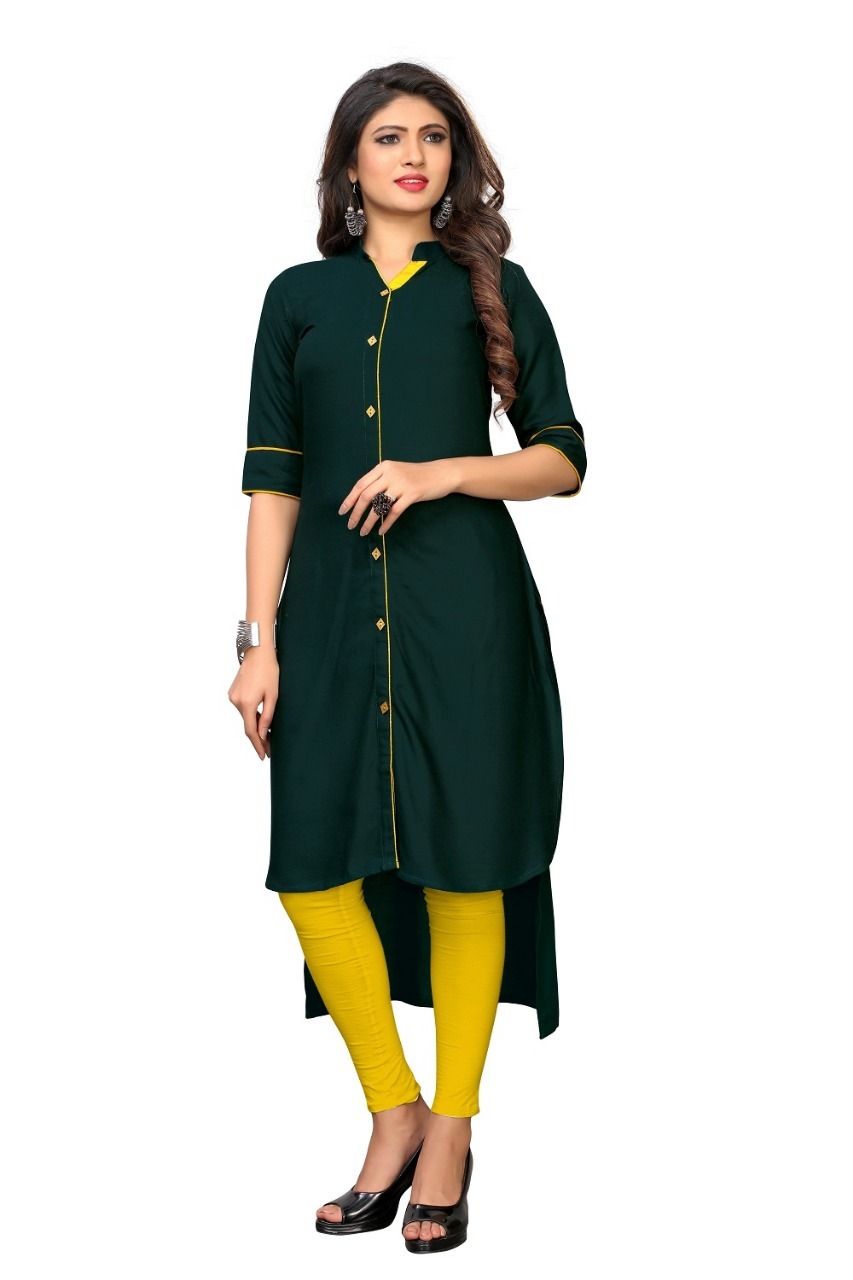 Up-down Pattern America Crepe Kurtis - Rayon Material, Sizes M-3xl, Length 39-48 Inches, Half Sleeve, Collar Neck, Classic Style, Daily Wear