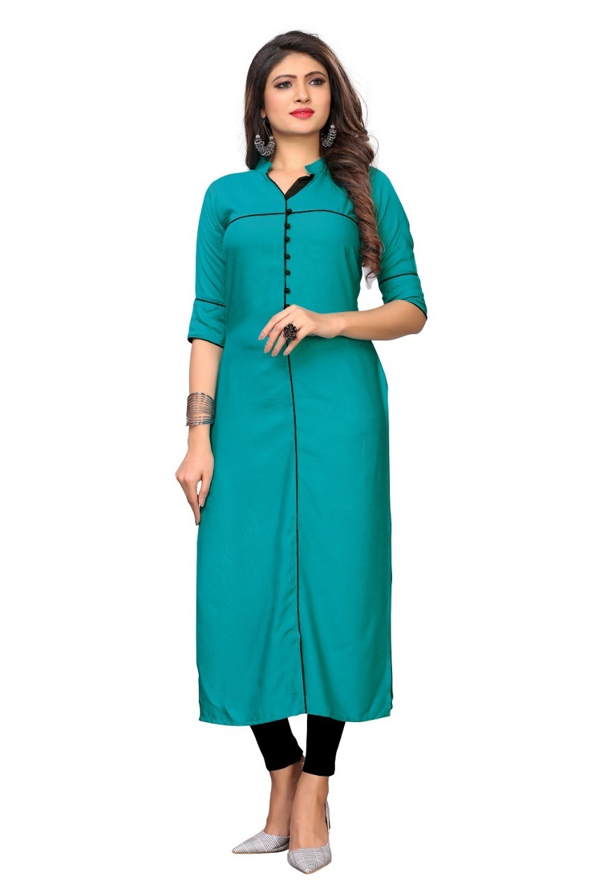 Women's Soft American Crepe Kurti - Rayon Fabric, Full Stitched, Available In M To 3xl, Half Sleeve, Collar Neck, 39-47 Inch Lengths, Casual & Formal Wear