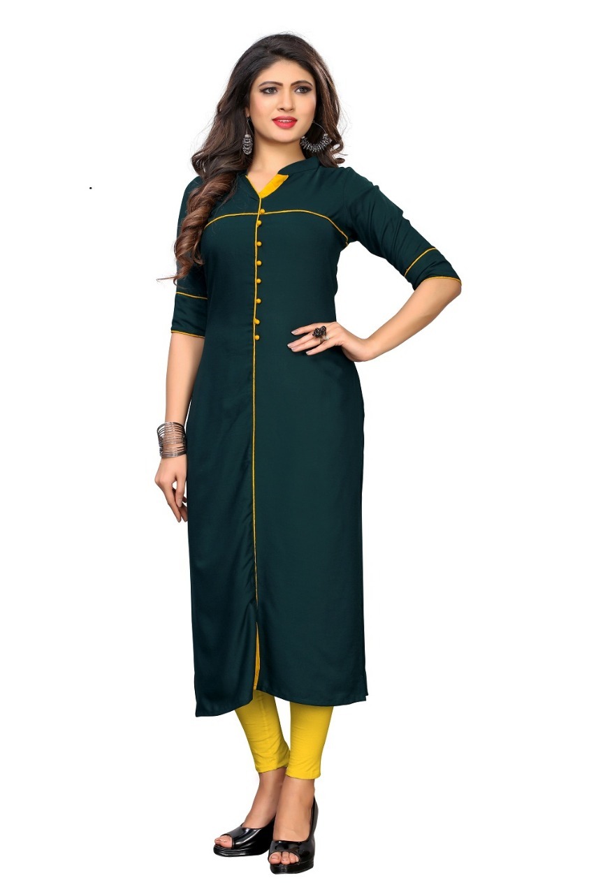 Women's Soft American Crepe Kurti - Rayon Fabric, Full Stitched, Available In M To 3xl, Half Sleeve, Collar Neck, 39-47 Inch Lengths, Casual & Formal Wear