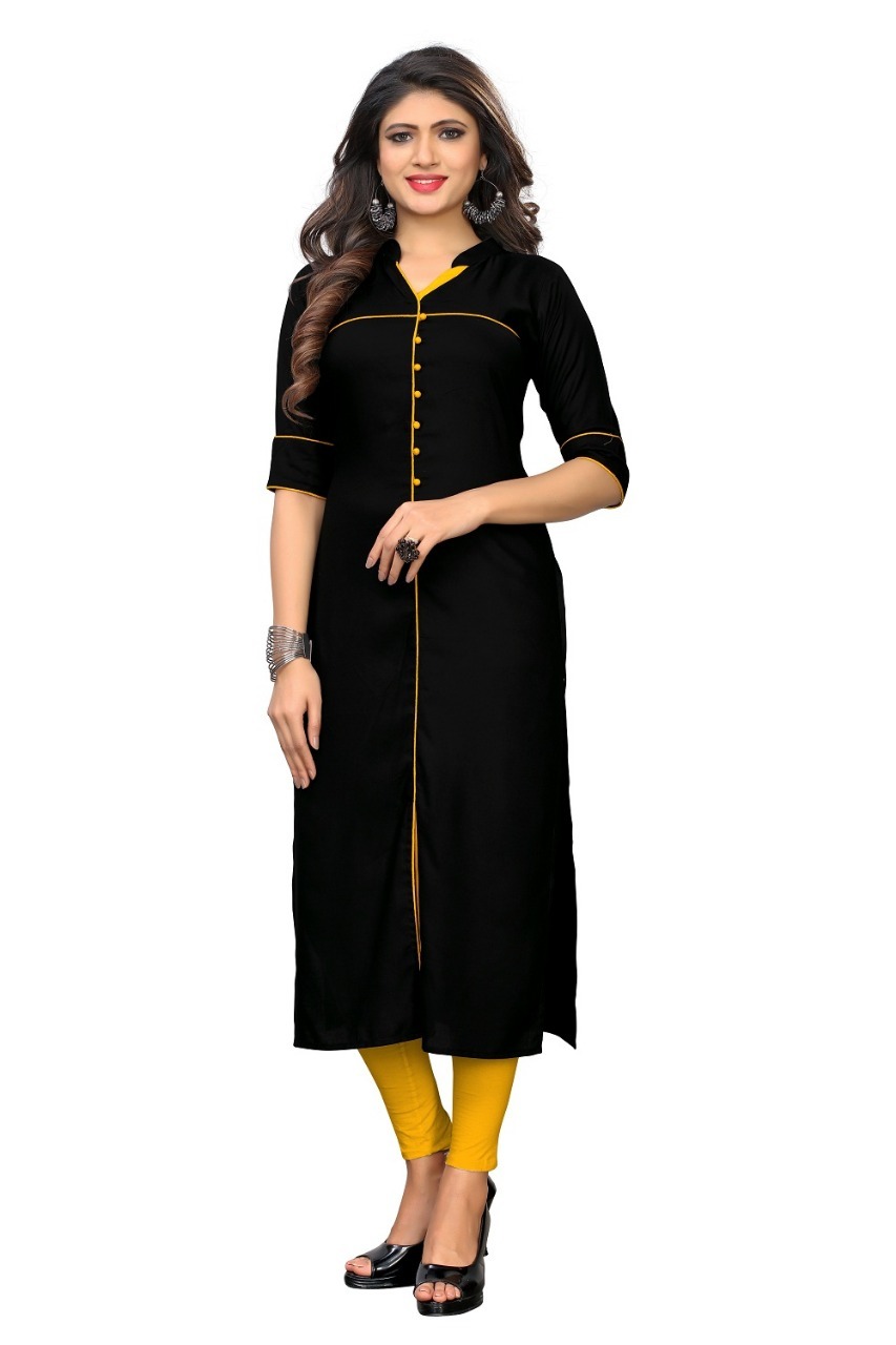 Women's Soft American Crepe Kurti - Rayon Fabric, Full Stitched, Available In M To 3xl, Half Sleeve, Collar Neck, 39-47 Inch Lengths, Casual & Formal Wear