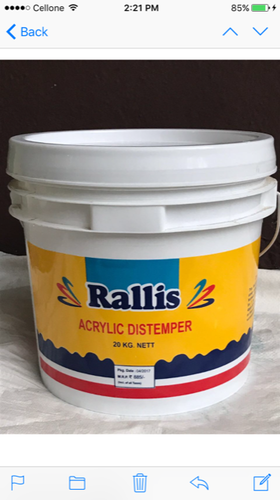 Acrylic Distemper - 20 KG Bucket, Matte Yellow Finish with Low VOC