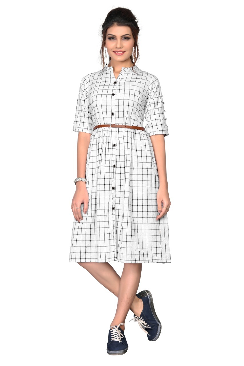 Stylish Short Checks Kurti (Onepiece) Length: 41-42 Inch Inch (In)
