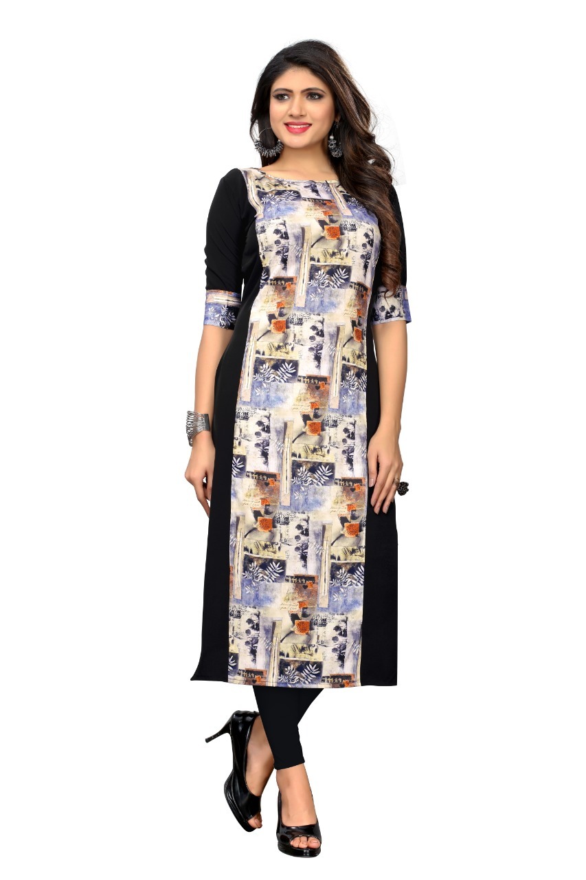 Exclusive Party Wear Fancy Cotton Kurtis - Soft American Crepe, Full Stitched, Sizes M(38), L(40), Xl(42), Xxl(44), 3xl(46), Half Sleeve, Boat Neck, Length 46-47 Inch