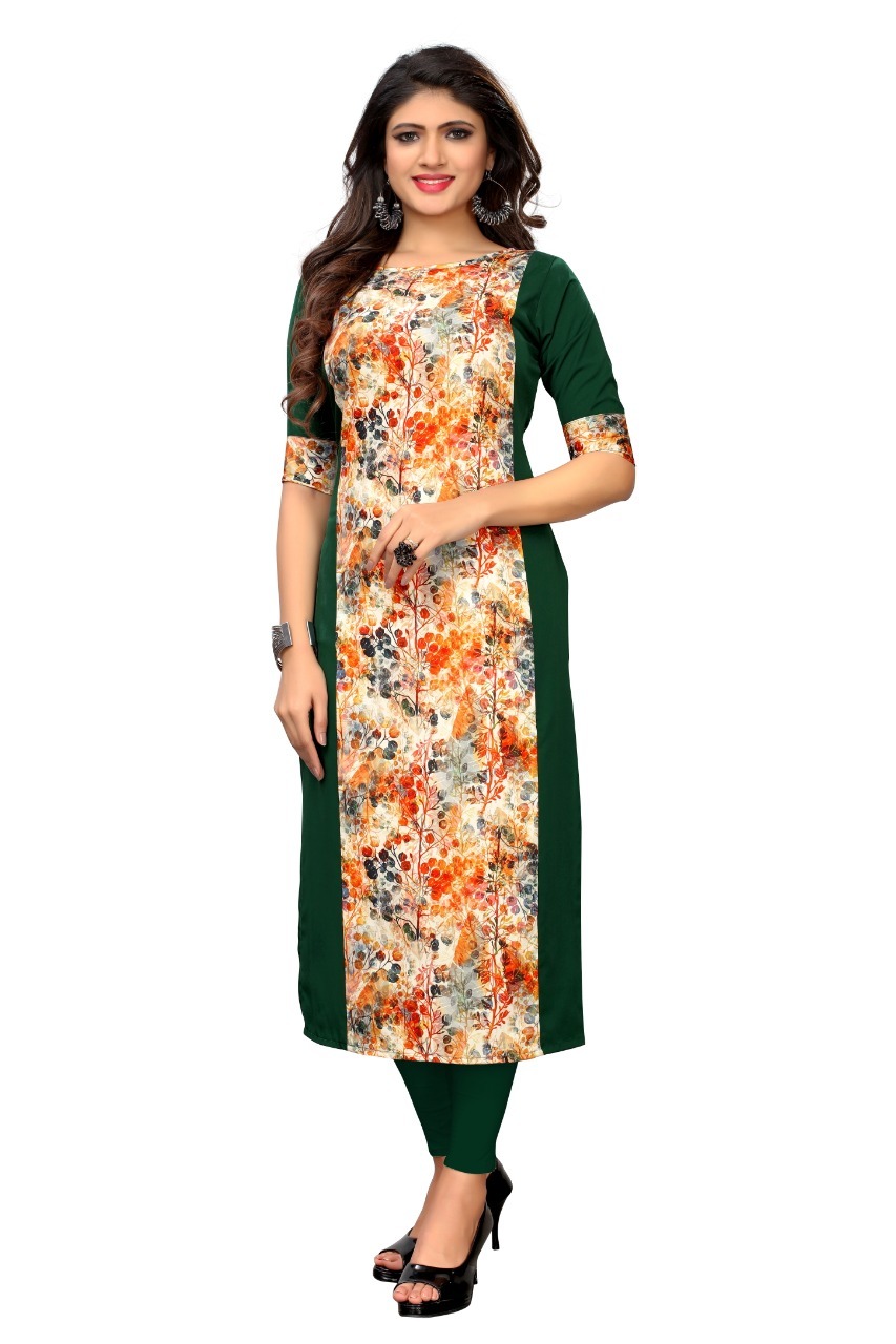 Exclusive Party Wear Fancy Cotton Kurtis - Soft American Crepe, Full Stitched, Sizes M(38), L(40), Xl(42), Xxl(44), 3xl(46), Half Sleeve, Boat Neck, Length 46-47 Inch