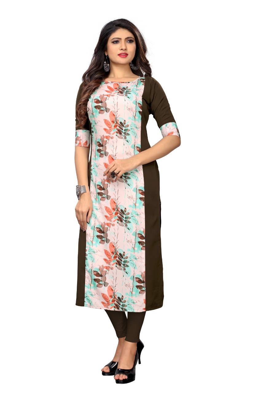 Exclusive Party Wear Fancy Cotton Kurtis - Soft American Crepe, Full Stitched, Sizes M(38), L(40), Xl(42), Xxl(44), 3xl(46), Half Sleeve, Boat Neck, Length 46-47 Inch