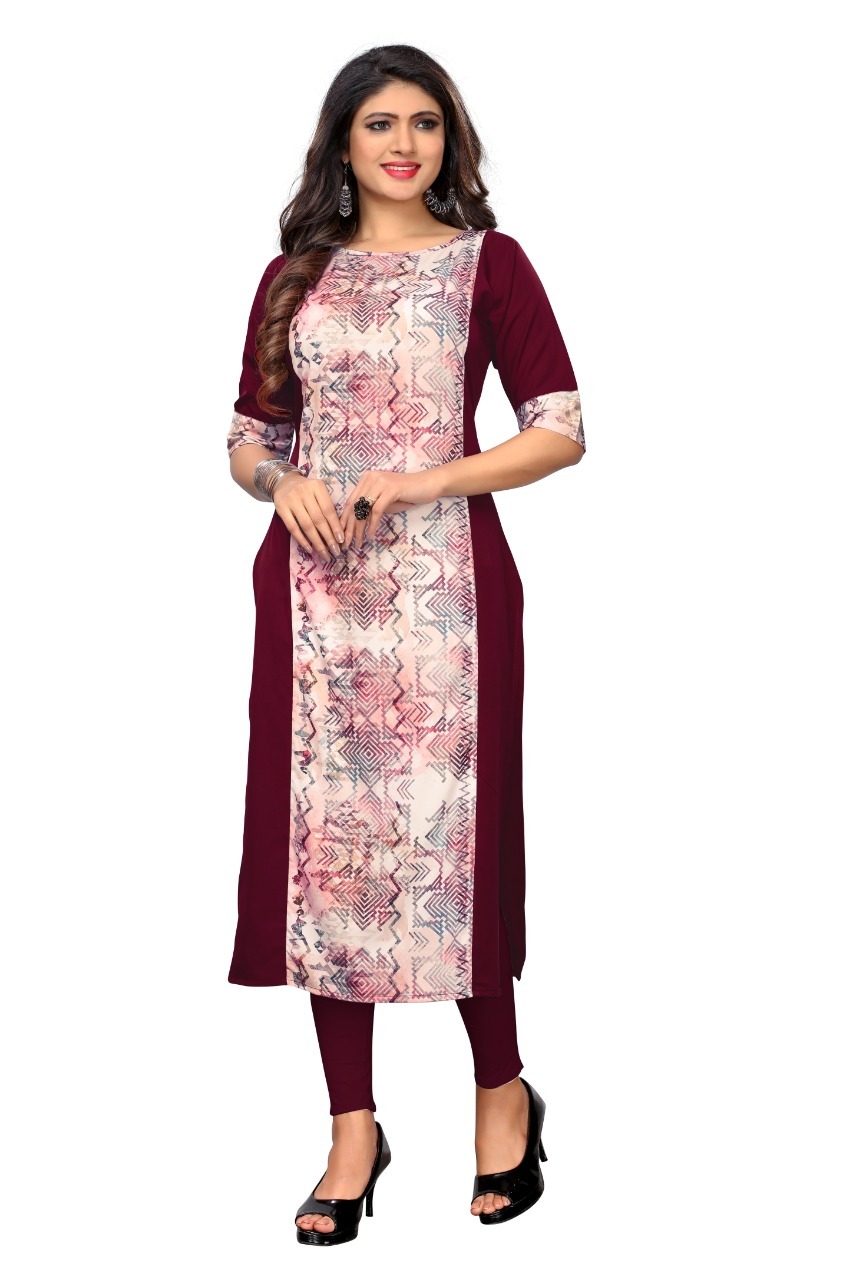 Exclusive Party Wear Fancy Cotton Kurtis - Soft American Crepe, Full Stitched, Sizes M(38), L(40), Xl(42), Xxl(44), 3xl(46), Half Sleeve, Boat Neck, Length 46-47 Inch