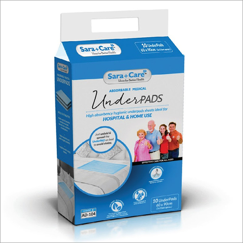 Underpads - Non Woven Fabric, 60 X 90 Centimeters, Soft Blue White Design | Extra Soft Surface, Multi Layered, Water and Moisture Protected