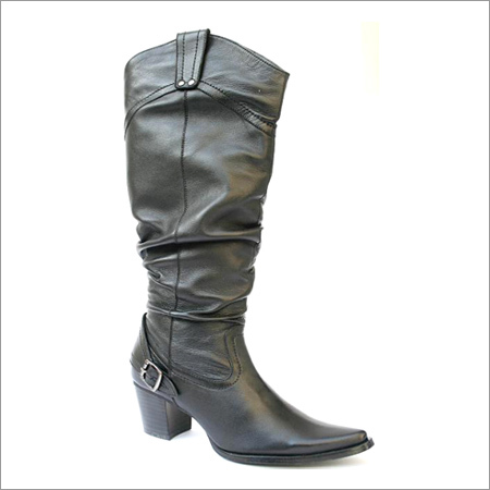 काले नप्पा चमड़े के लंबे जूते