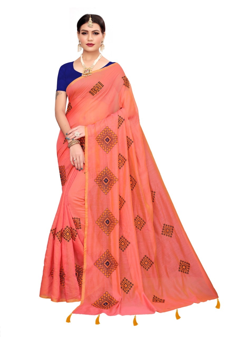 New Designer Chanderi Saree - Chanderi Fabric, Length 5.5 Mtr, Blouse Length 0.8 Mtr | Printed Pattern, Suitable For Rainy, Spring, Summer, Winter Seasons