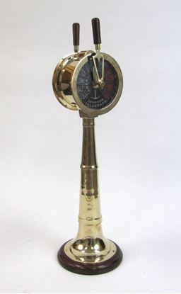 Antique Navigation Engine Telegraph - Brass And Wood, Gold Finish | Lever Operation, Ship Speed And Direction Transfer, Nautical Decor