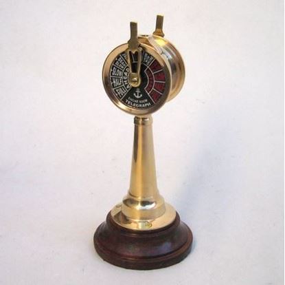 Antique Navigation Engine Telegraph - Brass And Wood, Gold Finish | Lever Operation, Ship Speed And Direction Transfer, Nautical Decor
