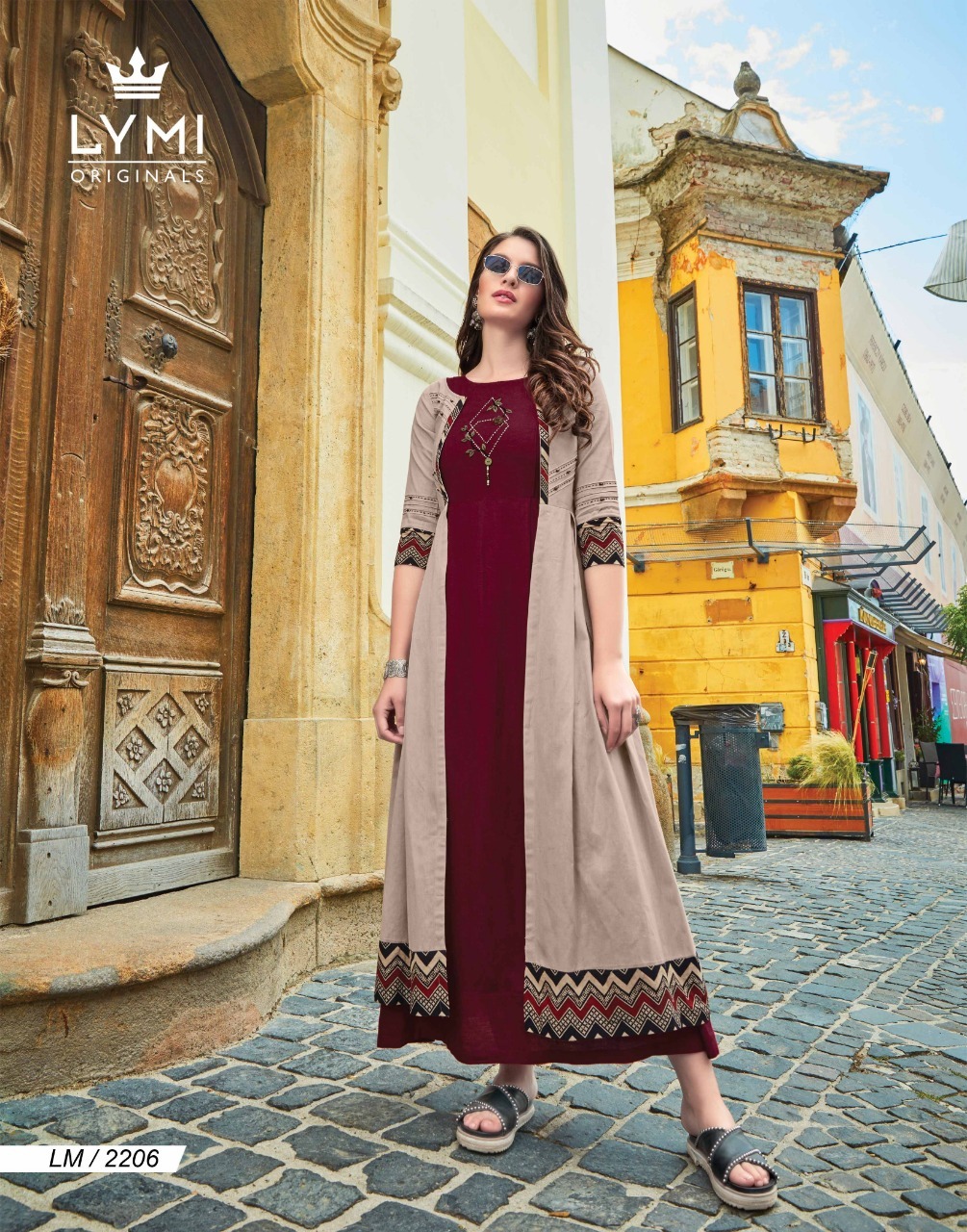 Dry Cleaning Hand Work Rayon Long Kuries With Ruby Silk Shrug