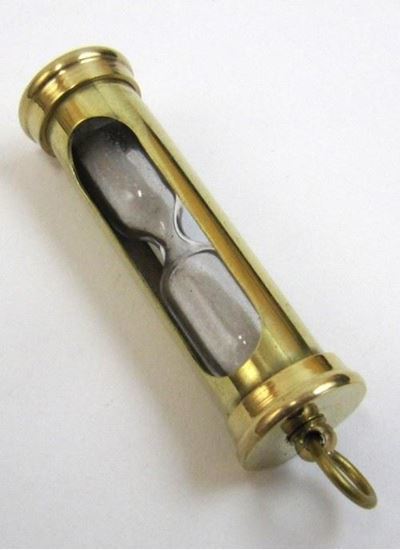 Key Ring Sand Timer Hourglass Solid Brass - 5 Inch, Golden Brass With Purple Sand, Hand Built Round Design