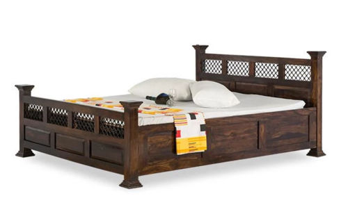 Handmade Solid Wooden Bed With Jali