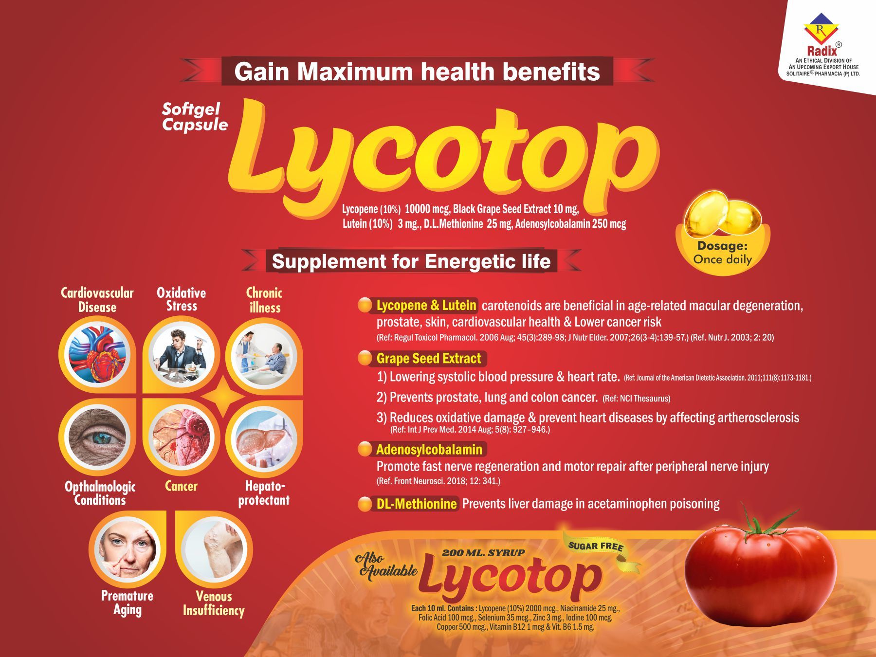 Antioxidant Capsule (Lycopene,black Grape Seed Extract,d.l.methionine,adenosylcobalamin,lutein) Health Supplements