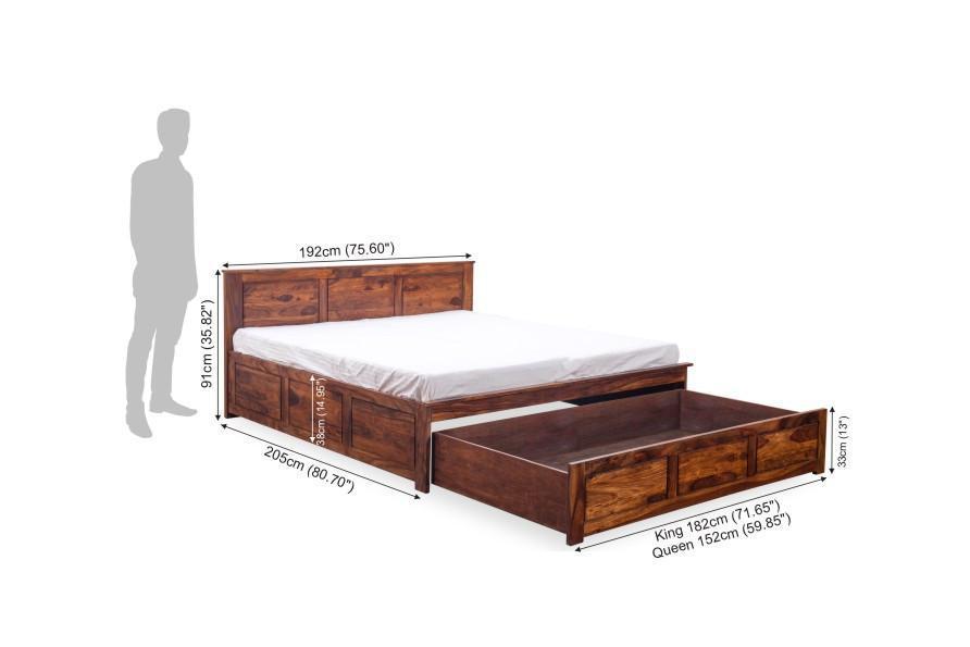 Handmade Solid Wood Bed With Front Open Storage