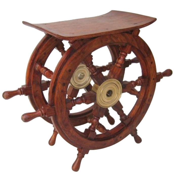 Wooden Black Ship Wheel Table