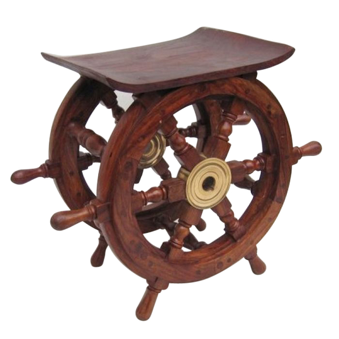 Wooden Black Ship Wheel Table