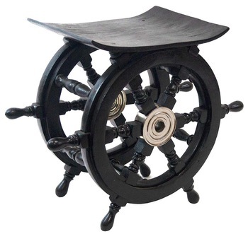 Wooden Black Ship Wheel Table
