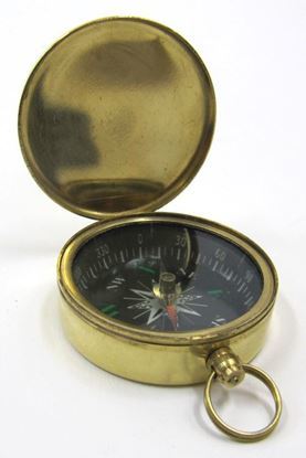 Gold Plated Pocket Compass - Solid Brass, Round, Golden, Handcrafted | Lightweight, Portable, Nautical Outdoor Tool