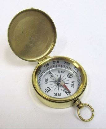 Gold Plated Pocket Compass - Solid Brass, Round, Golden, Handcrafted | Lightweight, Portable, Nautical Outdoor Tool