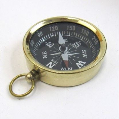 Golden Pocket Flat Compass - Handmade Solid Brass, Small Round Design In Gold And White | Nautical Theme, Lightweight And Perfect For Hiking Or Home Decor
